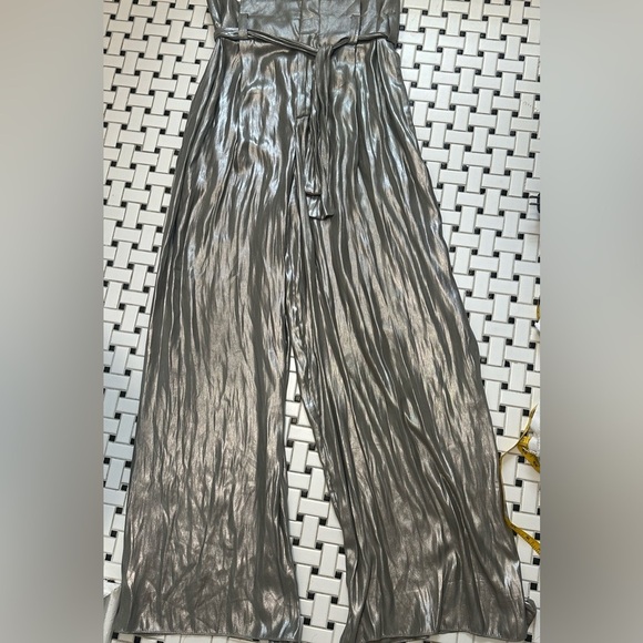 Zara Silver Metallic Jumpsuit with Reflective Finish - Picture 1 of 6